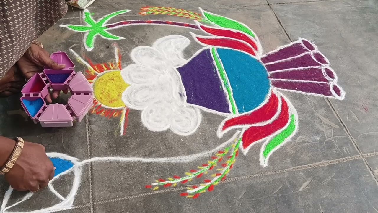 Bhogi special muggu 🌺😍 happy bhogi#simplerangoli #colourful rangoli #trendingnew design 