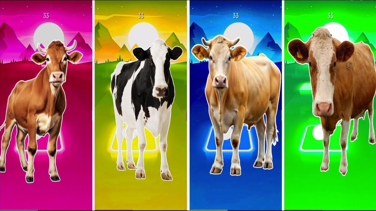 Funny the Horse🐎 🆚Funny Elephant B 🆚Funny Cow🐄 Funny Bull🦏Tiles Hop EDM Rush #tileshop​ #coffindance
