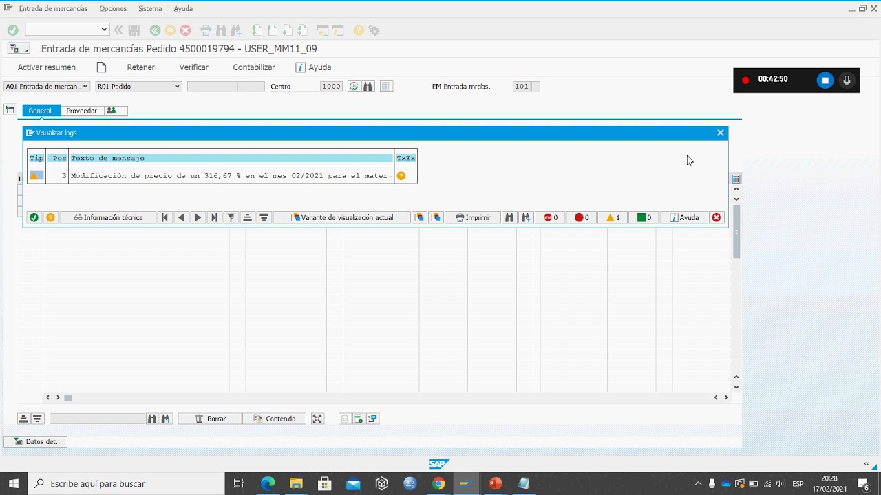 MIGO registro de mercadería SAP paso a paso