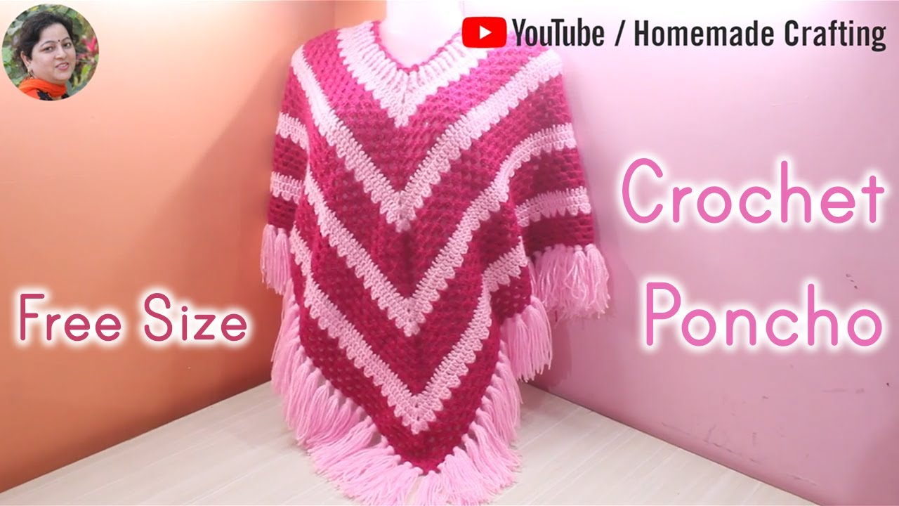 Crochet Girl's Woollen Poncho | Free size Poncho