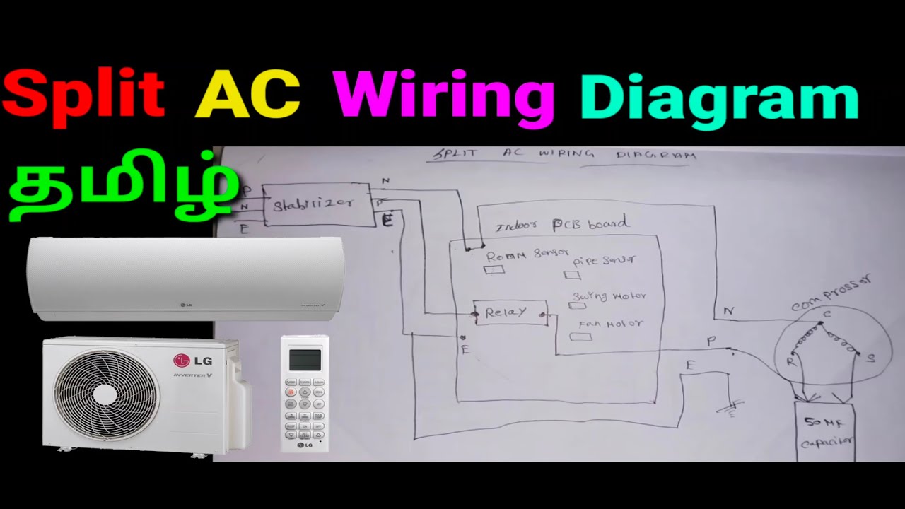 Split Ac Wiring diagram Tamil, Split Ac Wiring Tamil, Air Conditioner Wiring, Ac wiring explanation