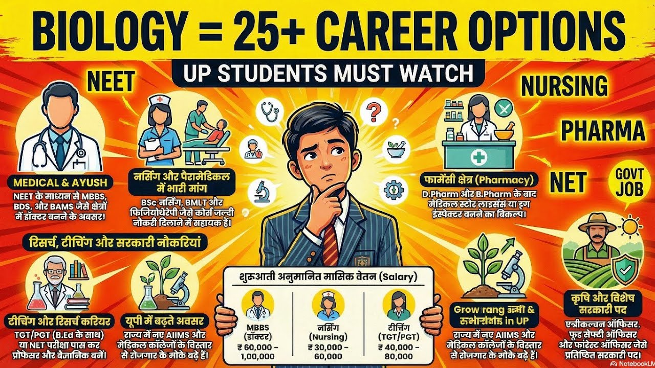 🔥Biology लेने के बाद Career Options in India | Biology से 25+Career Options |MBBS,Nursing, Teaching 