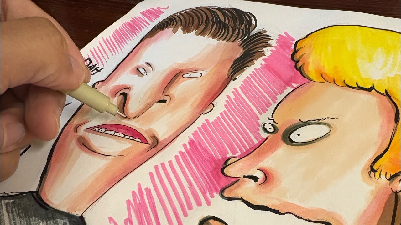 DRAWING BEAVIS & BUTTHEAD TIME-LAPSE IN ALCOHOL MARKERS