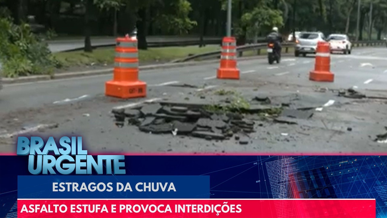 Asfalto estufa após fortes chuvas em São Paulo | Brasil Urgente