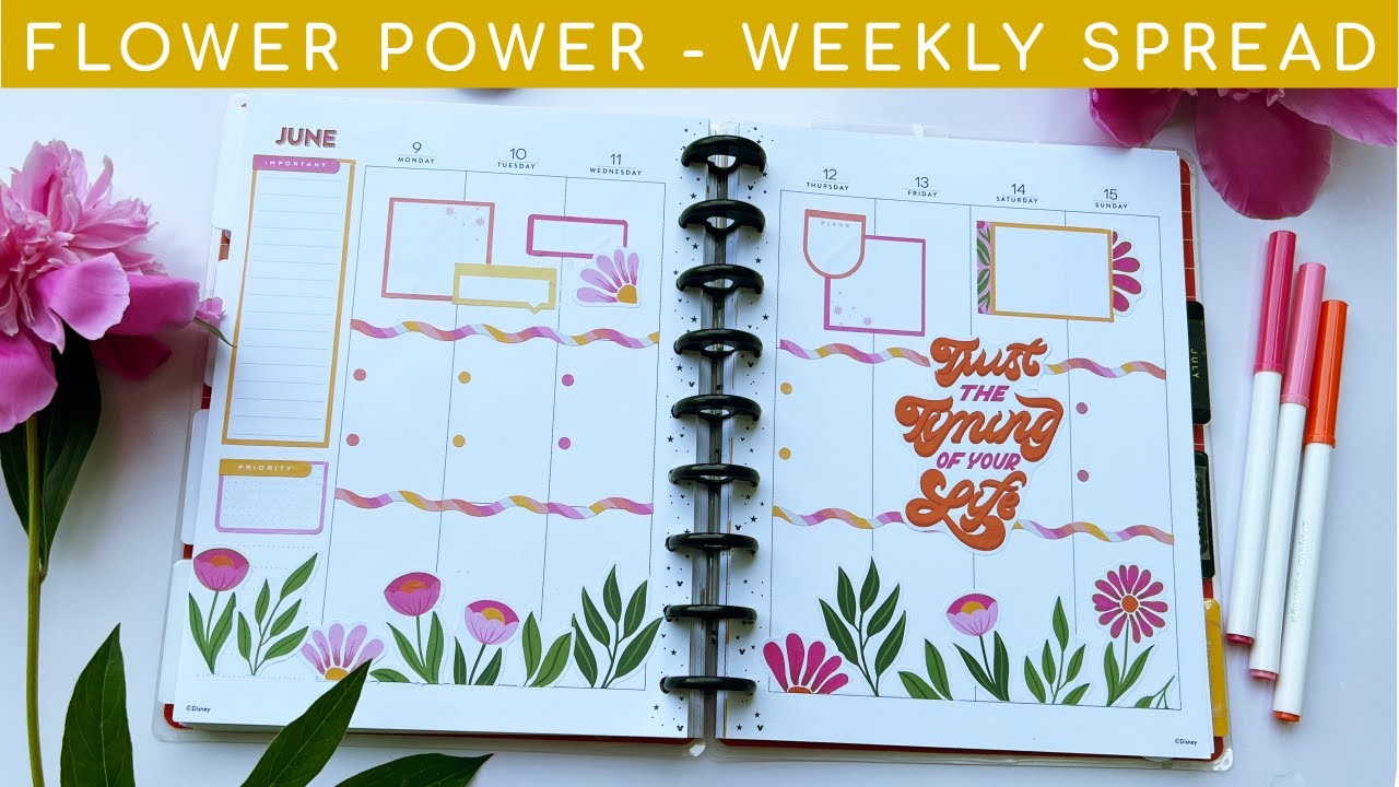 How I decorate my Planner with Summer Flowers | Happy Planner