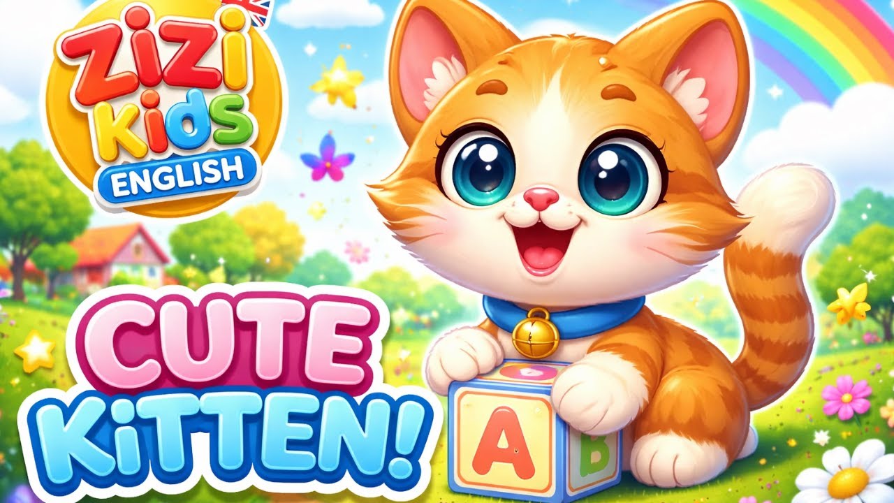 The Cute Little Cat 🐱 | Nursery Rhymes for Kids | Meow Meow Song | ZiZi Kids English