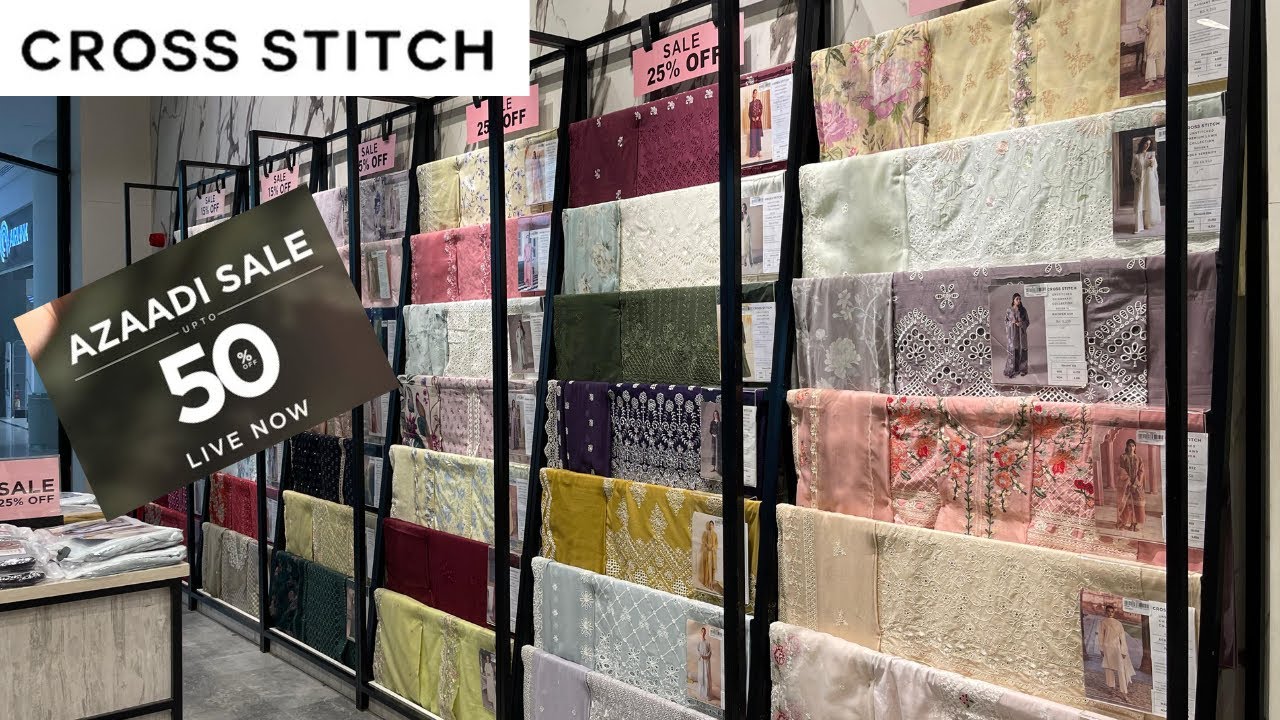 Cross Stitch Embroidered Unstitched Collection 2025 | Azadi Sale 50% OFF | Luxury Lawn