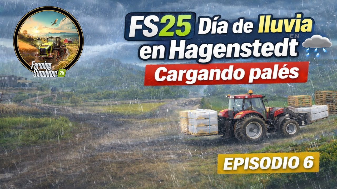 FS25 | Día de lluvia en Hagenstedt 🌧️ Cargando palés | Episodio 6