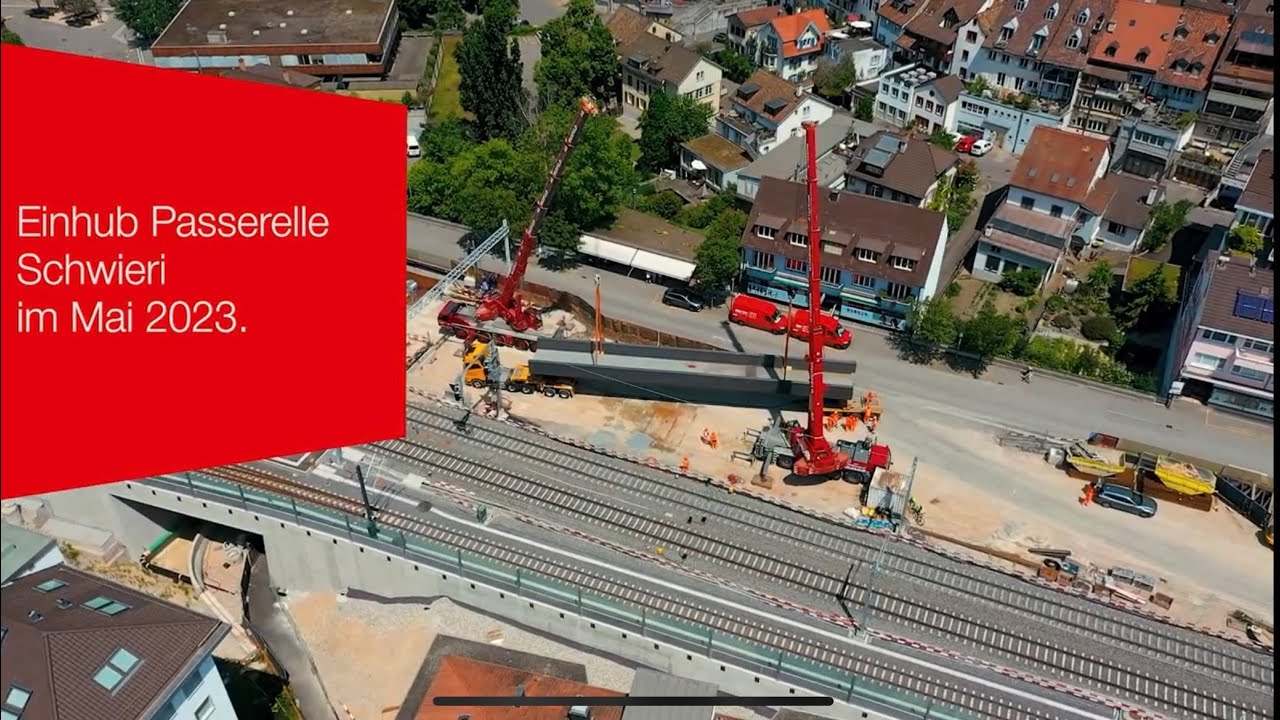 Einhub Passerelle Schwieri im Mai 2023.