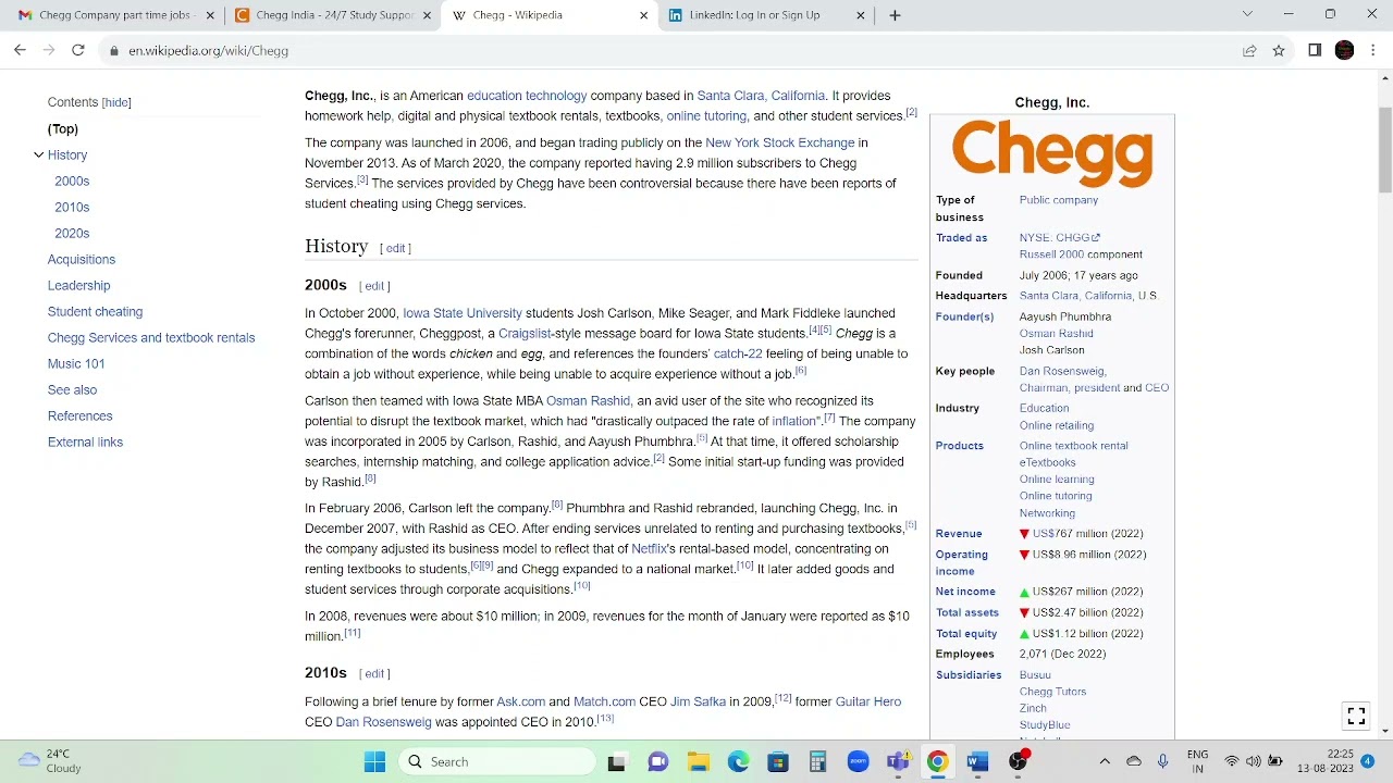 Chegg Company - Part Time jobs