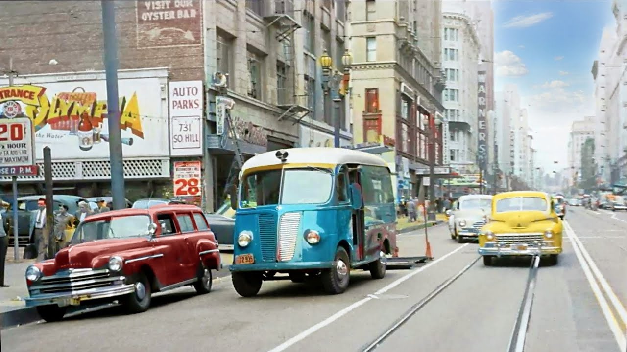 Los Angeles early 40s,50s in color [60fps, Remastered] w/sound design added