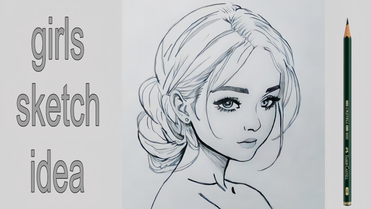 Beautiful Girl Sketch Drawing Step by Step | Easy Pencil Sketch Tutorial for Beginners