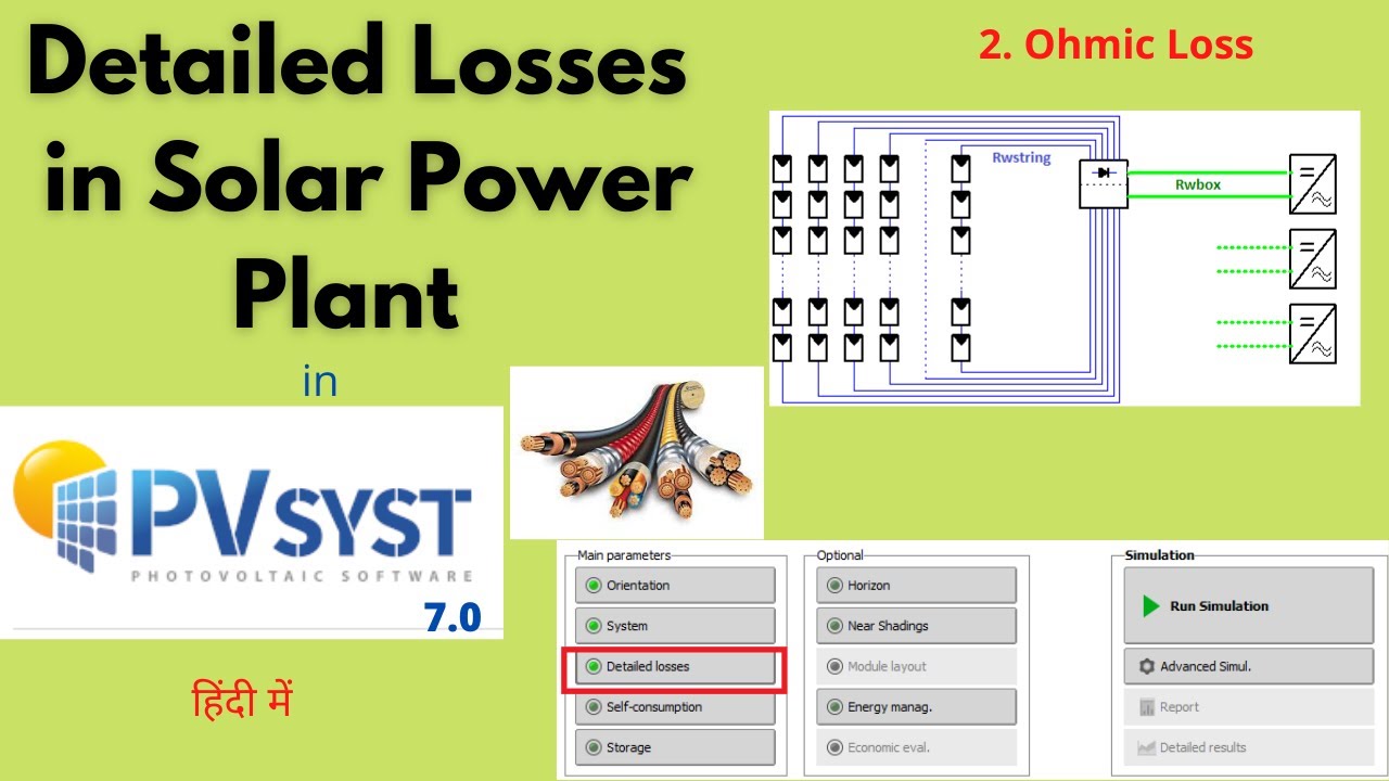 Detailed losses in PVsyst 7.0 software |Ohmic losses in pvsyst |full explanation