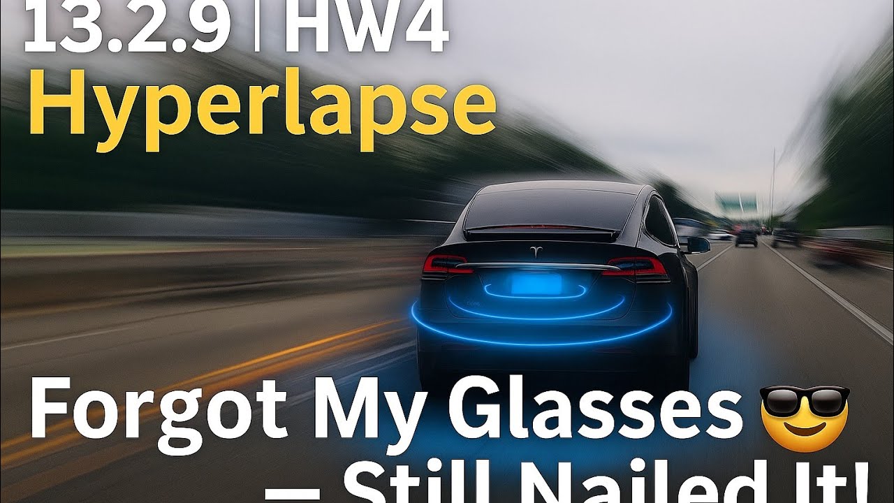 Tesla FSD 13.2.9 (HW4) ⚡ Hyperlapse Commute 🚗 Zero Interventions After Glasses Grab!