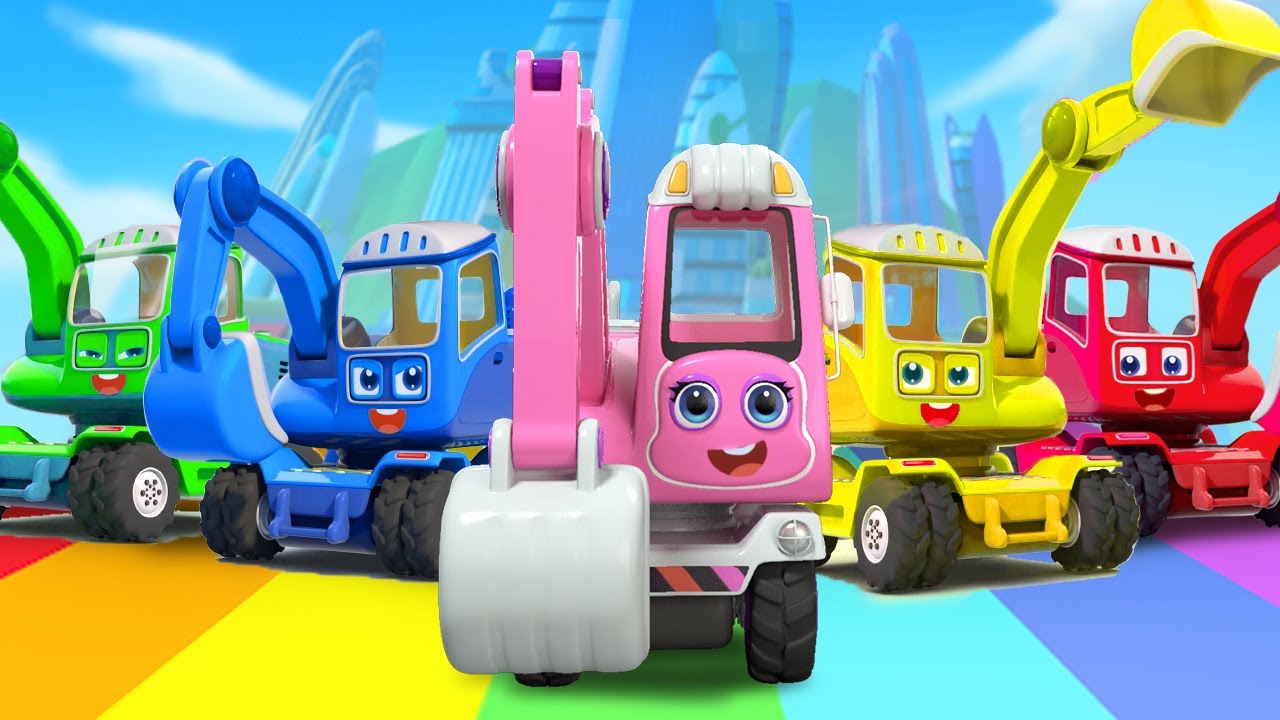 Ten Excavators Song | Learning Vehicles | Numbers Song | Kids Cartoon | BabyBus - Cars World