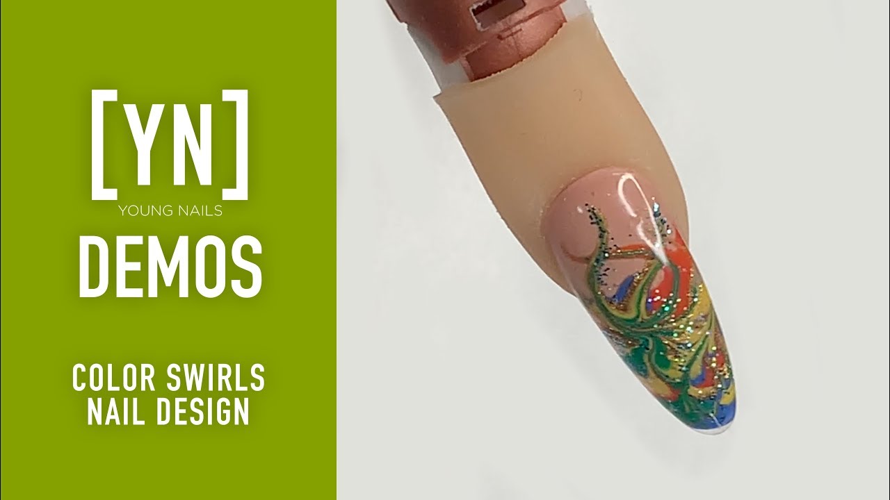 Young Nails Nail Demo - Color Swirls Nail Design - Gel Nails