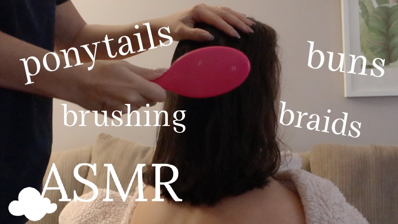 ASMR | Playing in my bf's hair💇🏻(brush, ponytail, buns, braids)🤍