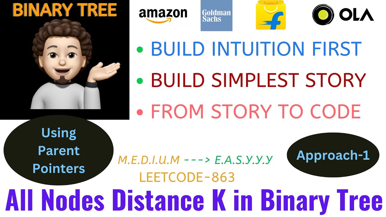 All Nodes Distance K in Binary Tree | Approach-1 | Leetcode-863 | AMAZON | Explanation ➕ Live Coding