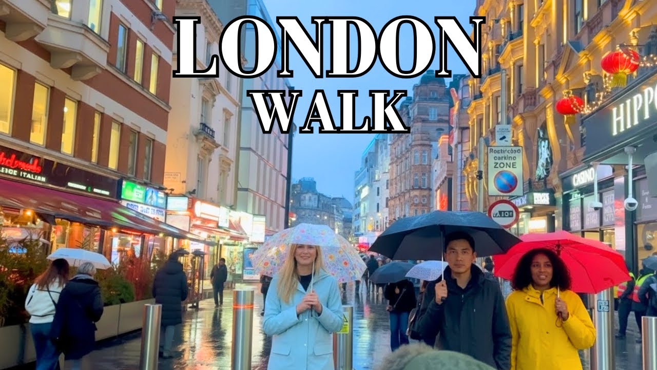 Rainy Day Walk Through London — Real‑Time City Ambience (4K)