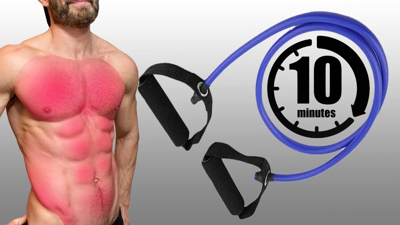RESISTANCE BAND WORK ALONG CHEST AND AB WORKOUT - NO ATTACHING
