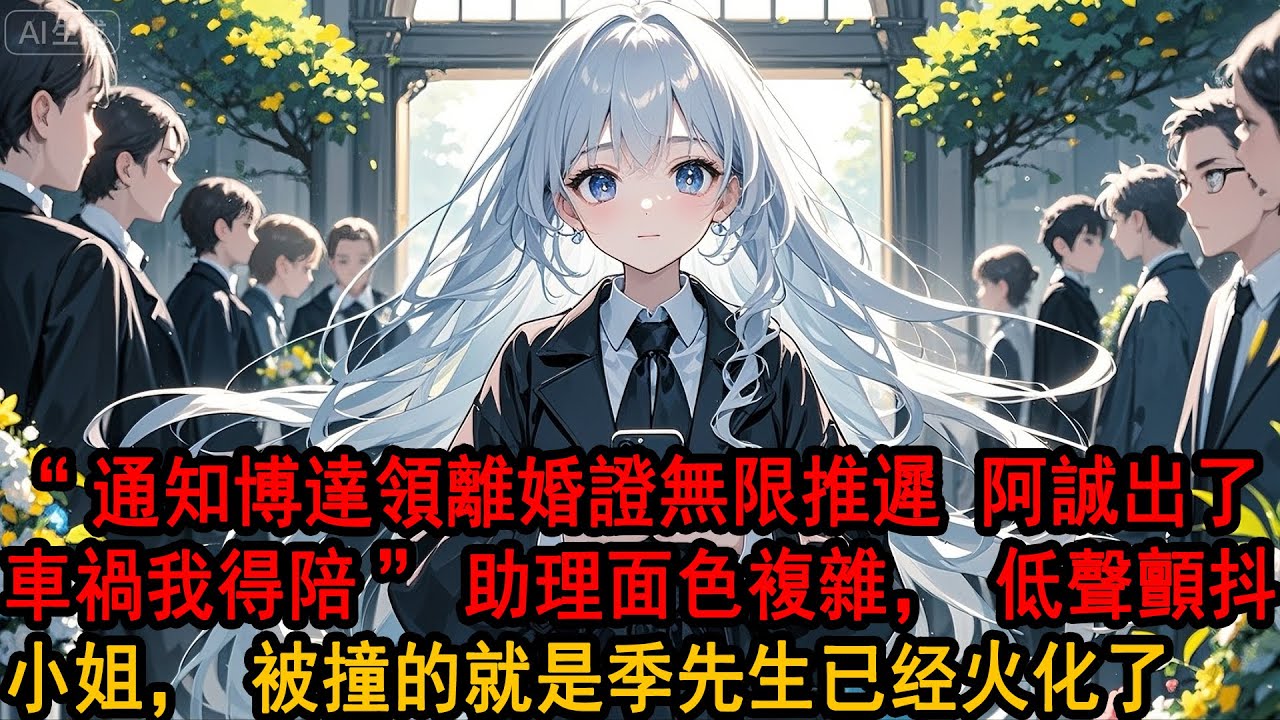 “通知博達領離婚證無限推遲 阿誠出了車禍我得陪”柳如烟不耐煩命令助理，“交警隊來電 伊先生撞的人是季先生，先生當場死亡，三天前火化並下葬 您見不到他了”助理面色複雜，低聲顫抖，得知真相的她疯了