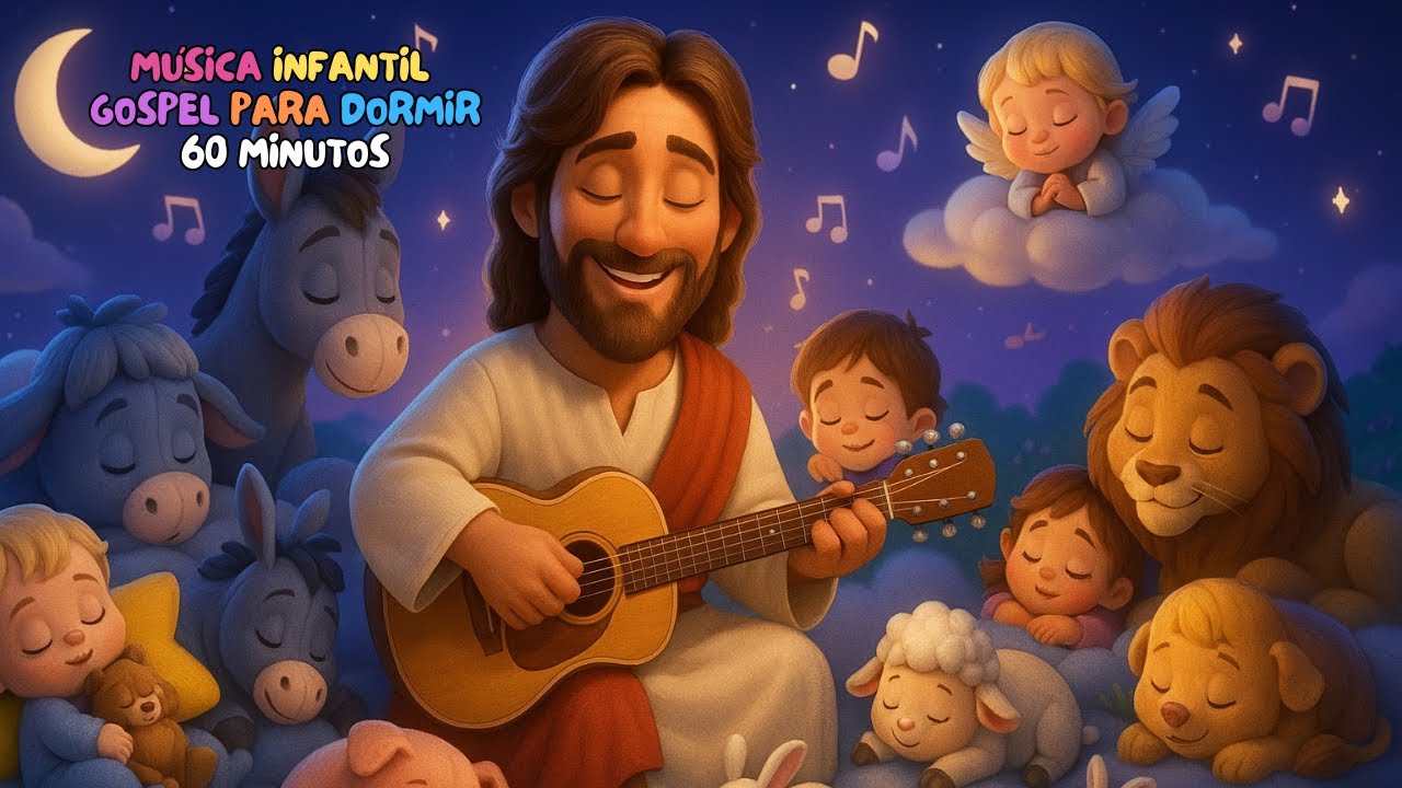 1 Hora de Música Infantil Gospel Para Criança Dormir Em Paz | Música de Ninar Bebê | Paz e Soninho