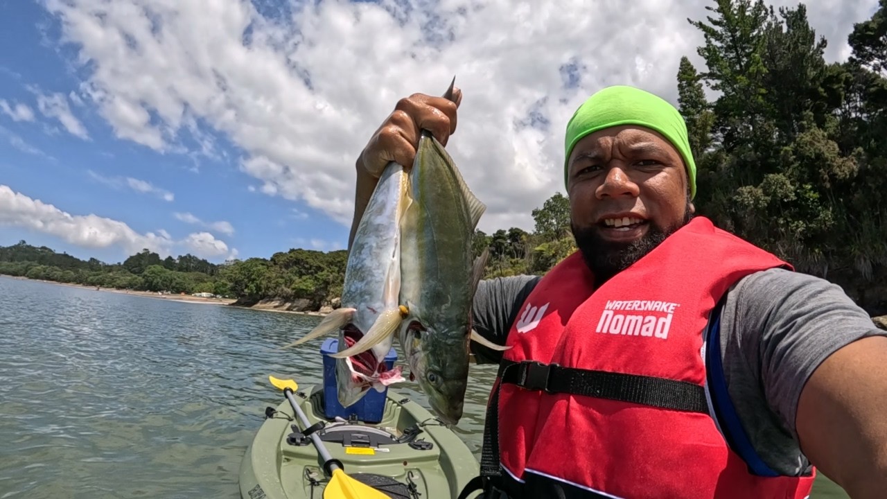 Kayak fishing catch and cook