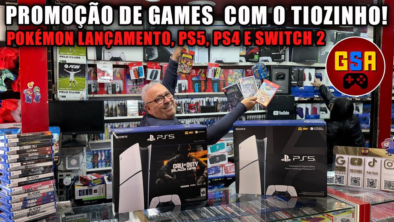 PROMOÇÃO DE GAMES COM TIOZINHO! POKÉMON LANÇAMENTO, PS5, PS4 e SWITCH 2 - GSA GAMES