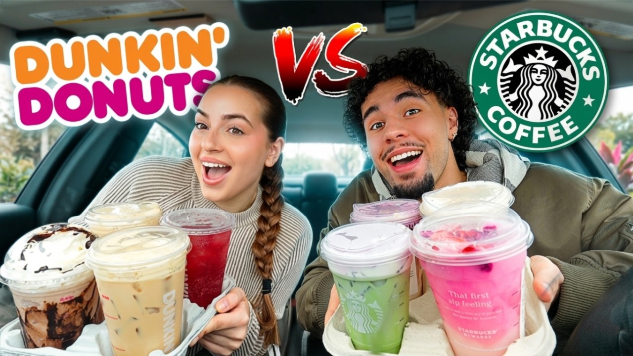 Пробую новые весенние напитки в ресторанах быстрого питания!! (Dunkin против Starbucks)