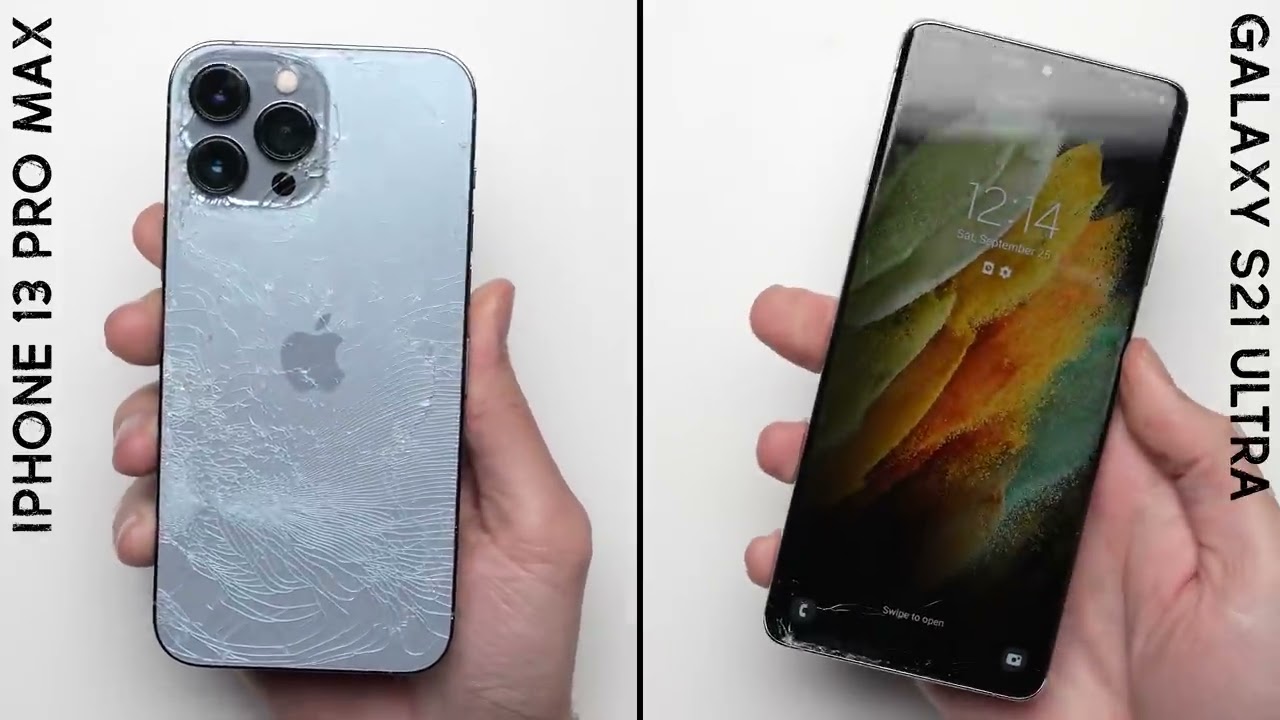Тест на падение iPhone 13 Pro Max и Galaxy S21 Ultra!