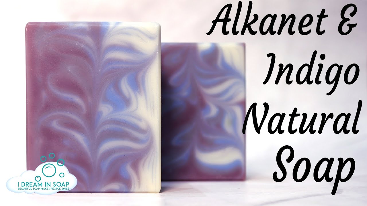 How to make Natural Lavender, alkanet, and indigo cold process soap. Taiwan swirl variation