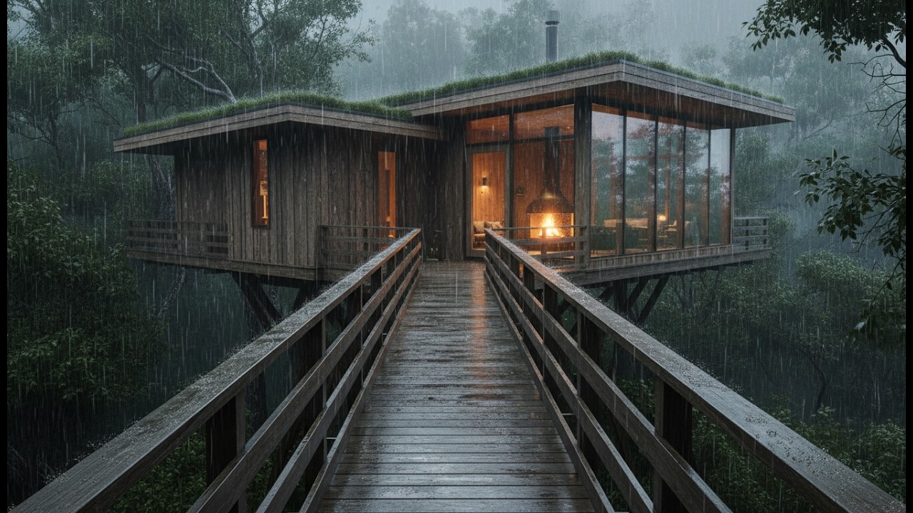 Gentle Rain Sound Relax for Deep Sleep, Study & Insomnia Relief in Cozy Cabin Forest And Woods