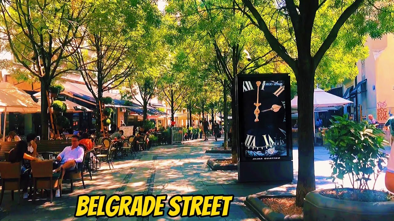 Belgrade city street view (Kralja Petra, Obilicev venac walk through Full HD 1080p)