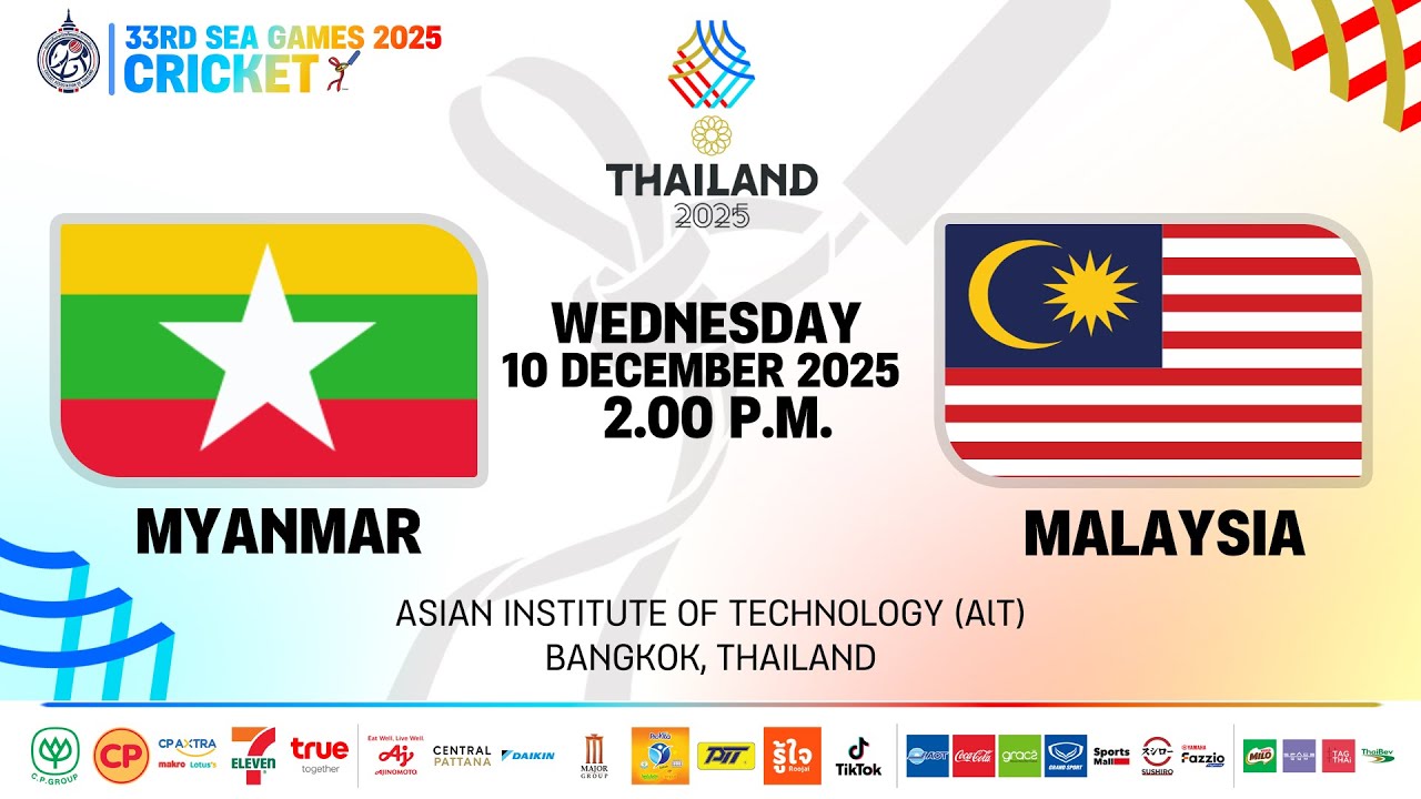 DAY 2 | LIVE🔴 33rd SEAGAMES 2025 - CRICKET SPORT | 02:00 P.M. | MYANMAR VS MALAYSIA | T10 | FEMALE
