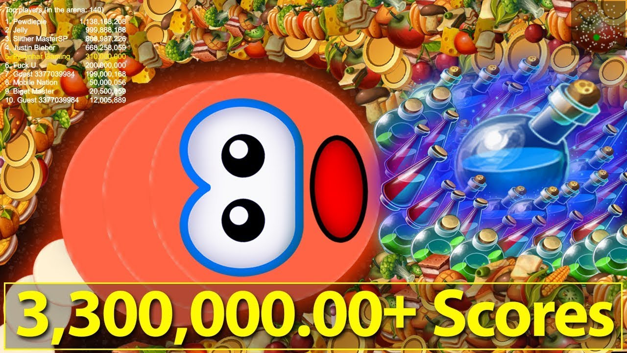 Worms Zone Level 65 Sausage Skin © 3,300,000.00+ Scores Never Stop Running Worm Noob Pro Hacker