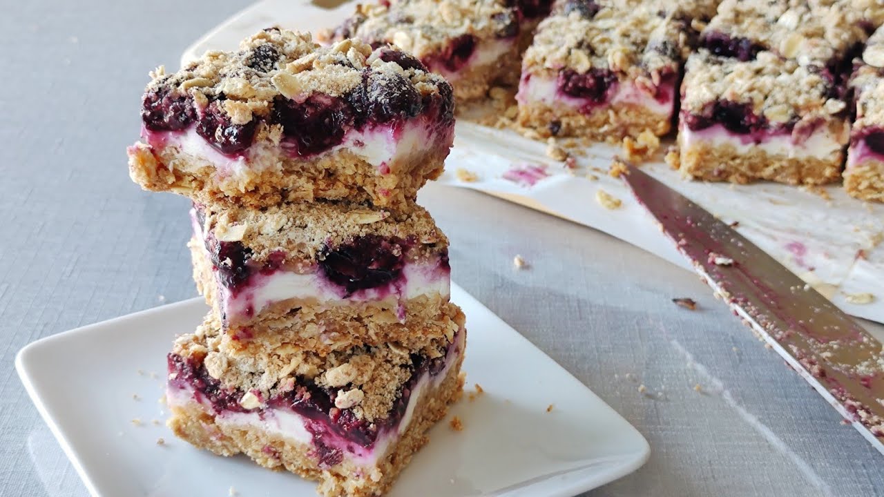 Квадратики Blueberry Crumble Yogurt / Легко и Вкусно