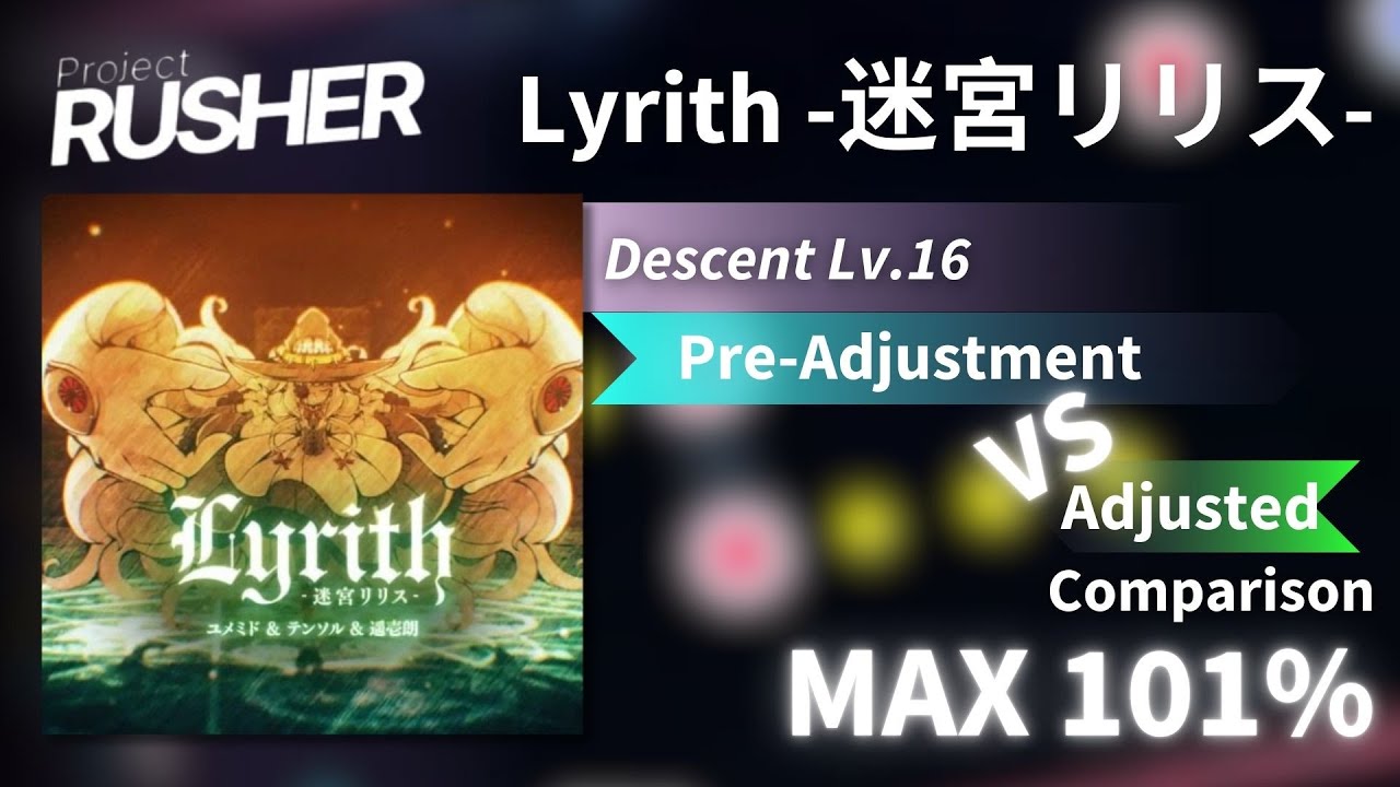 [ROBLOX] Project : RUSHER - Lyrith -迷宮リリス- (Descent Lv.16) (Pre-Adjustment vs Adjusted) MAX 101%