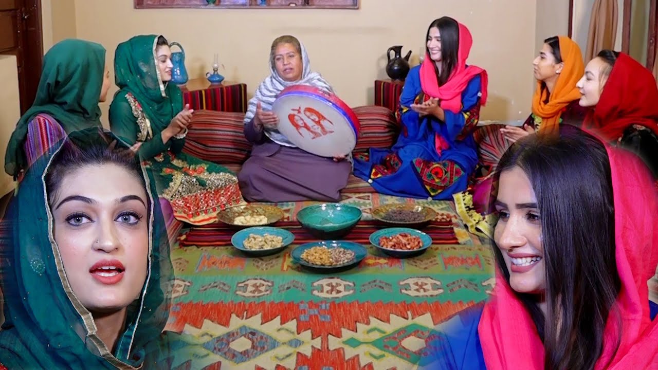 Khala Nafisa sings with tambourine & 7 Mewa / آهنگ با دایره وطنی از خاله نفیسه و آماده کردن هفت میوه