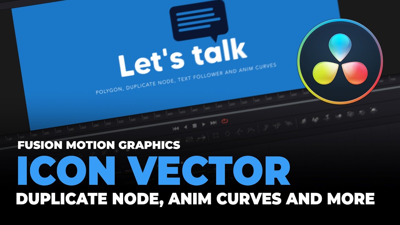 DaVinci Resolve FUSION - How to create and animate a vector icon using polygons Anim Curves and more