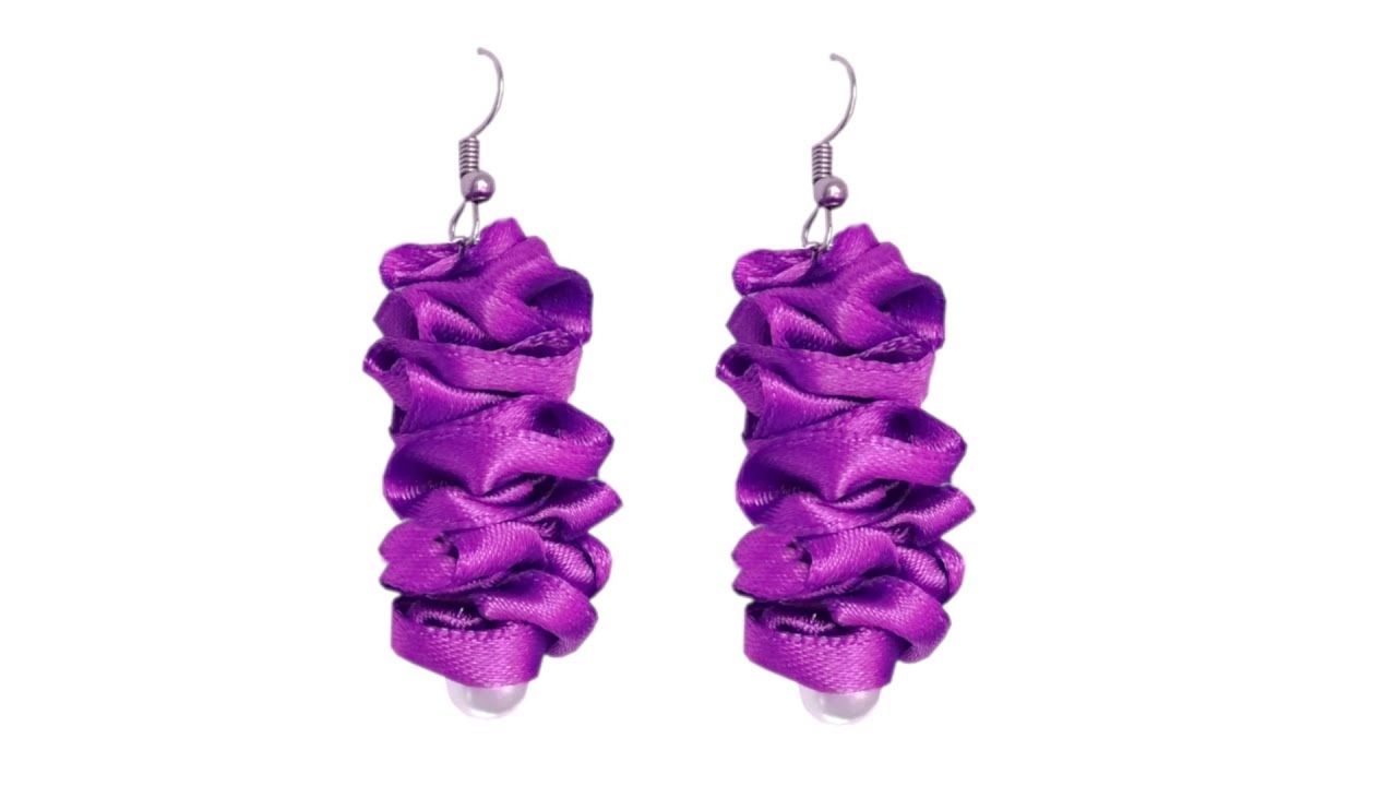 Простые серьги  из атласной ленты. Мастер класс. | Earrings from satin ribbon. DIY