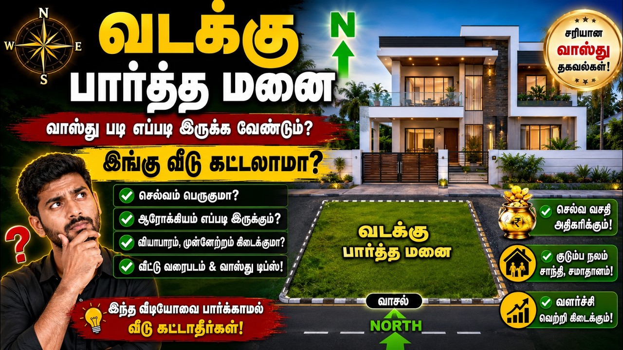 வடக்கு பார்த்த மனை  |  வடக்கு வாசல் வீடு I vadakku partha manai | Vaasthu shastra | Vasthu Shastra