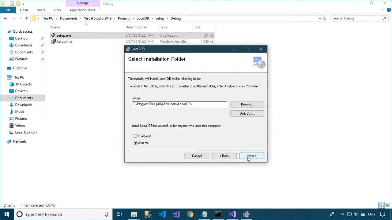 Как создать Setup.exe в Visual Studio 2019 с базой данных SQL | FoxLearn