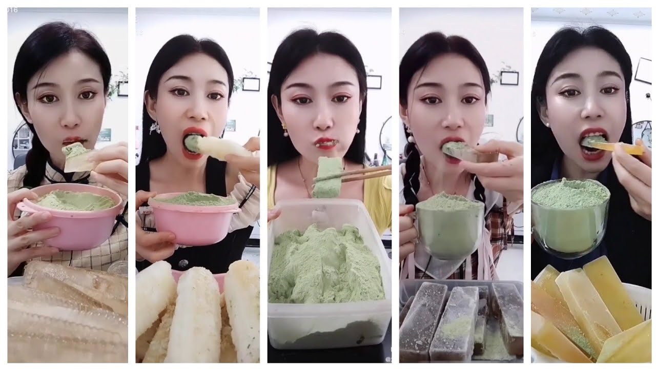 ASMR Heavy Matcha Powder ice| Solo Bites |Soft Ice| Hard Ice| White Ice eating |V-Good Crunchy Ice