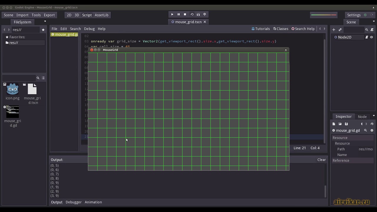 Godot Engine: Extracting Grid Coordinates from Mouse Cursor Position