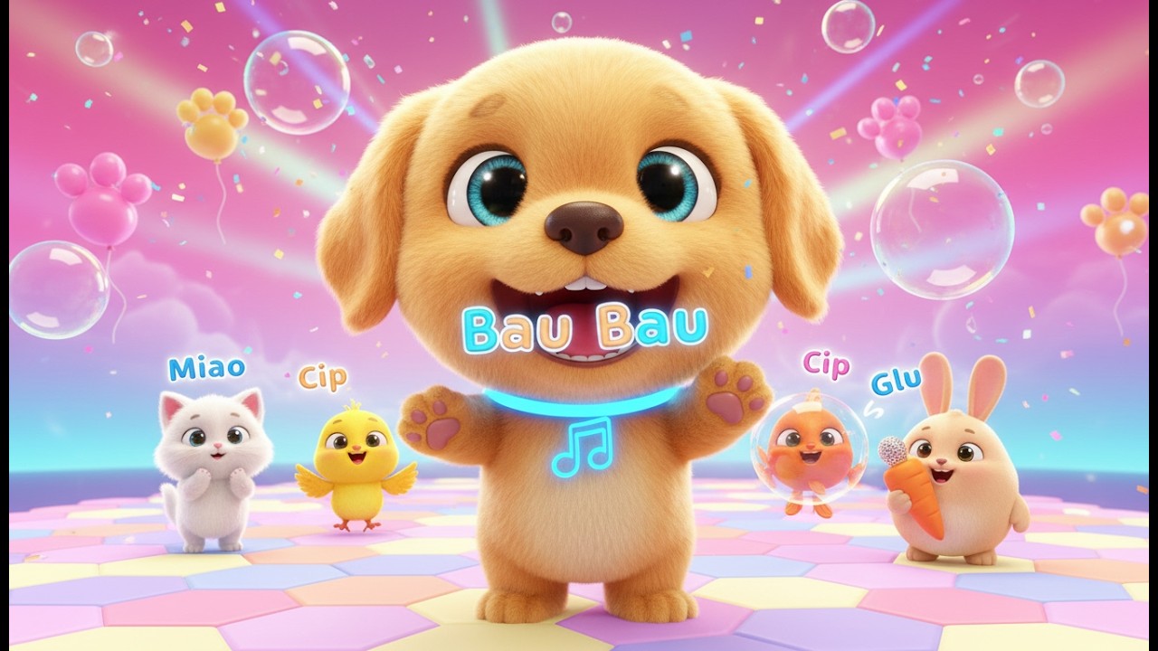 Suoni degli Animali Domestici per Bambini 2🐶🐱 | Bau Miao Cip Glu | Canzone Divertente