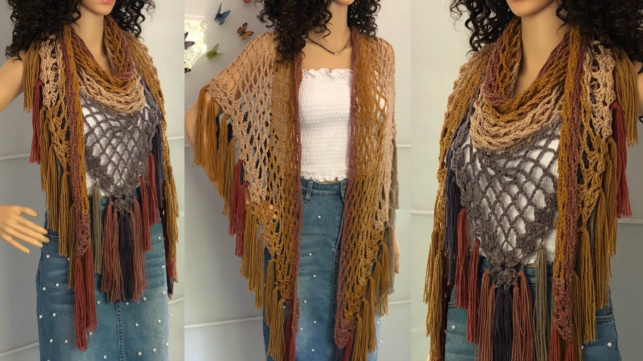 🧣Bufanda/Chal Triangular (Súper Fácil y Rápida de Hacer💓@CorazónyBelleza Tereza