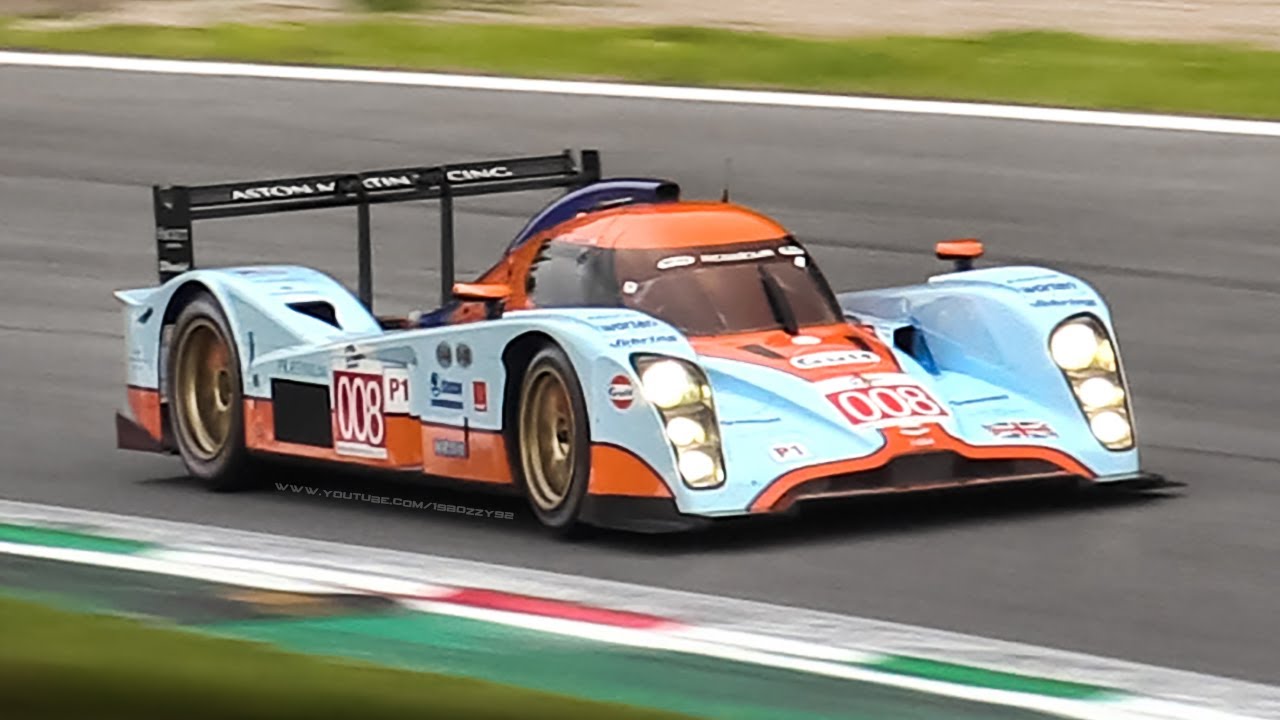 2009 Lola-Aston Martin B09/60 LMP1 racing on track & Great V12 Engine Howl!