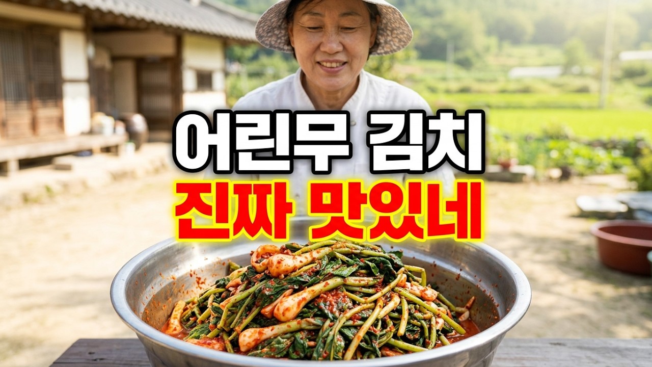 밭에서 바로 뽑아다가 즉시 담궈먹는 어린무 김치 전라도 산골딸들이 통크게 판을벌이고 ...