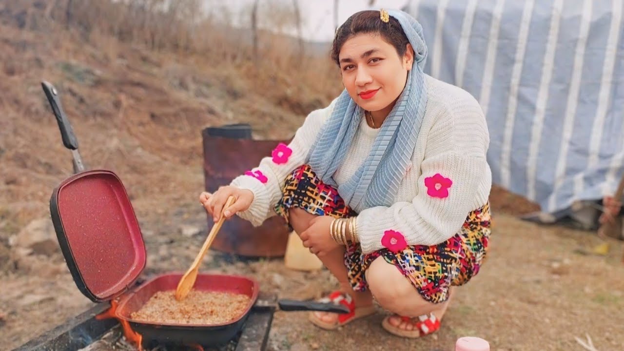 Rural Life In Iran:Living in a gazebo in northwest of iran |in cold weather🥶