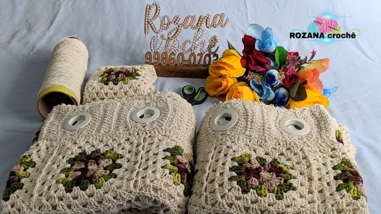 #amofasercrochêpramim  🧶cortina de croche cozinha com ilhós  🧶